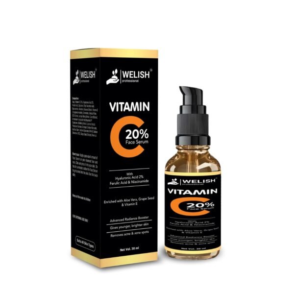 Vitamin C Face Serum - 20% Pure L-Ascorbic Acid, Ferulic Acid, and Hyaluronic Acid for Glowing, Radiant Skin