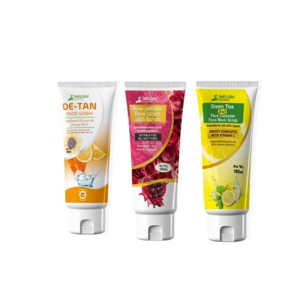 D TAN Facewash + Rose Pettels Facewash with SCRUB +  Green Tea 3 in 1 Face Cleanser Face wash  Scrub NYC Combo Pack